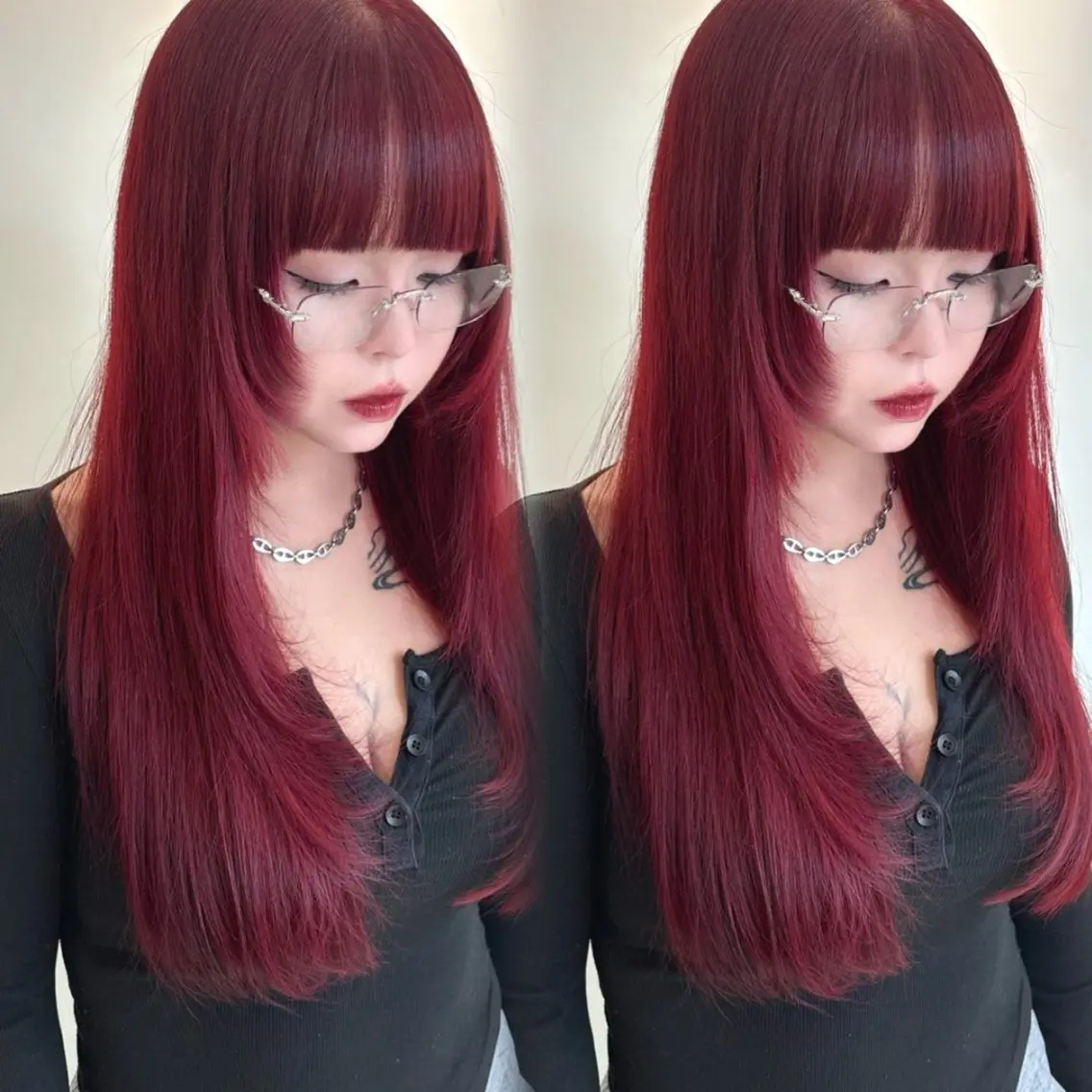 ロング カラー ブリーチ 韓国風ヘア カット ヘアカラー トリートメント 新宿♥ハッシュカット 暖色カラー♥Unaのヘアスタイル