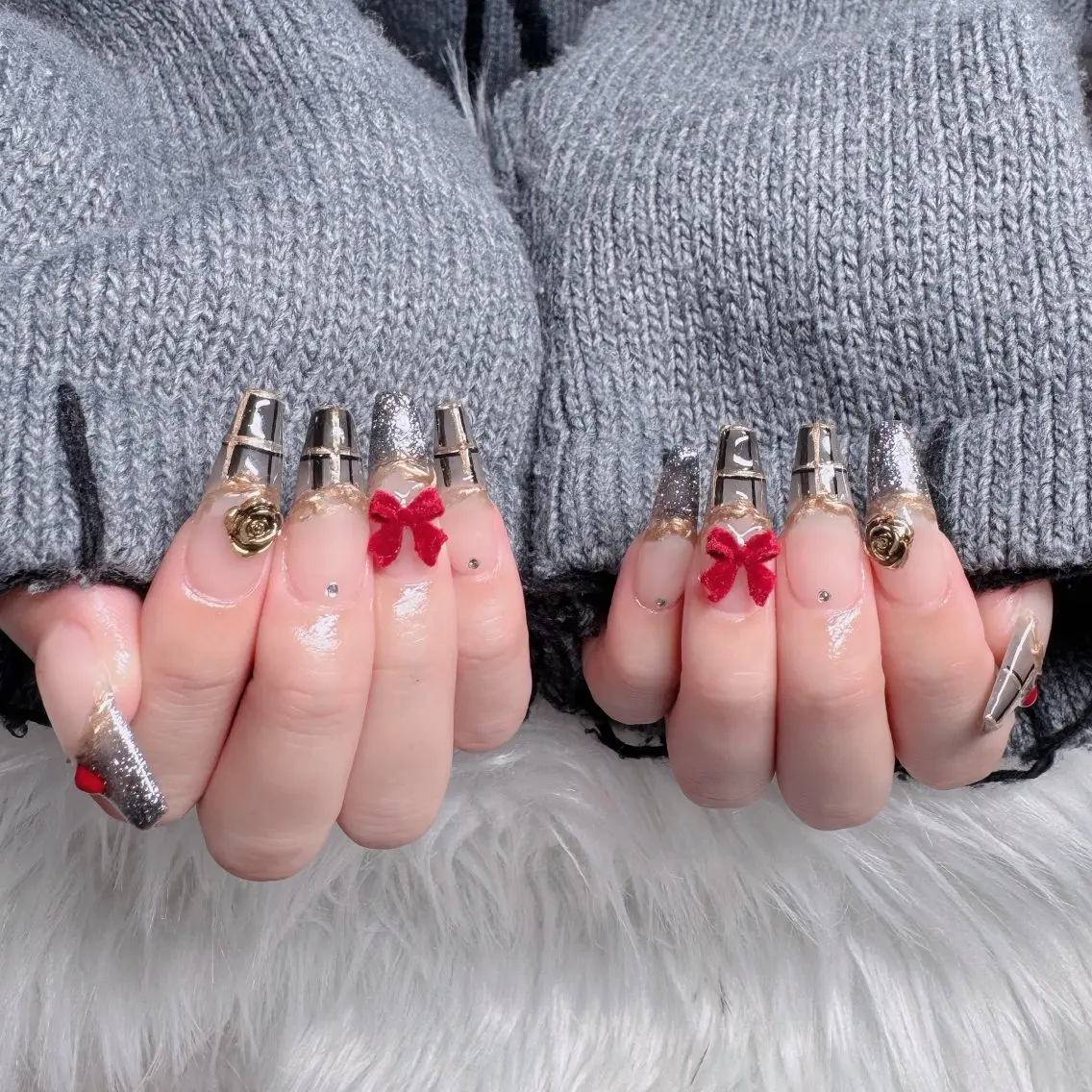 ネイル フレンチネイル ジェルネイル ガラスフレンチ ハロウィン ハート ハンドネイル H.baby Nail Salonのネイルデザイン