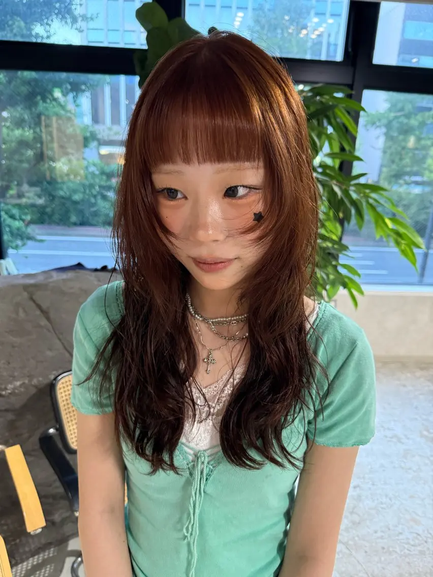ロング カラー ブリーチ ブリーチなしカラー ヘアカラー 新潟万代/暖色・ 透明感カラー/アミのヘアスタイル