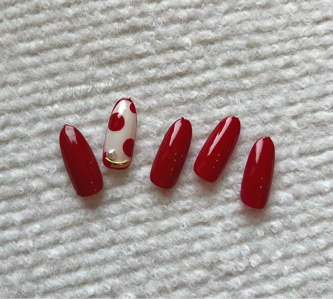 ネイル ジェルネイル パラジェル 赤色 sunny nailのネイルデザイン