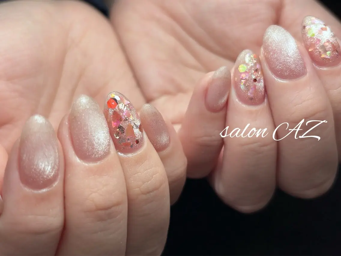 ネイル アートネイル フレンチネイル マグネットネイル ニュアンスネイル オフィスネイル ハンドネイル salon AZのネイルデザイン