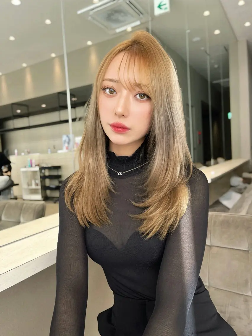 ロング カラー カット ヘアカラー トリートメント レイヤー/髪質改善 縮毛/ハッシュカットのヘアスタイル