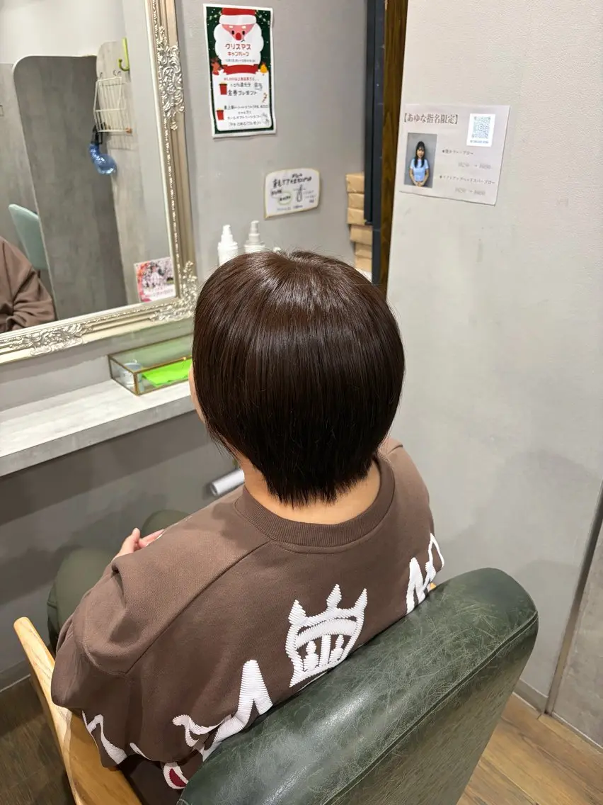 ショート アッシュ アッシュブラウン ヘアカラー あゆな /髪質改善/泉大津のヘアスタイル