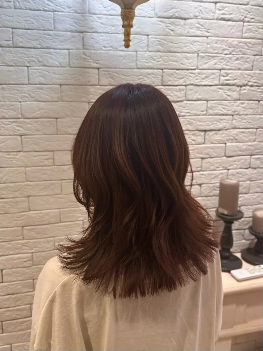 ミディアム カラー カット ヘアカラー 🌱なゆみ🌱透明感 /ナチュラル/高宮のヘアスタイル
