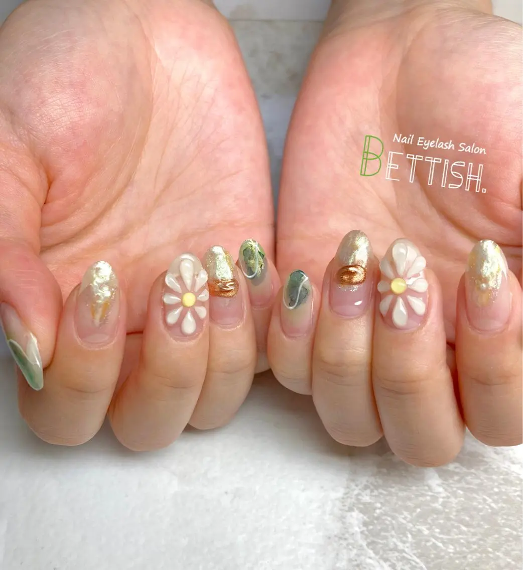 ネイル フラワーネイル ニュアンスネイル ぷっくりネイル ハンドネイル BETTISH. KUMIKO☺︎︎のネイルデザイン