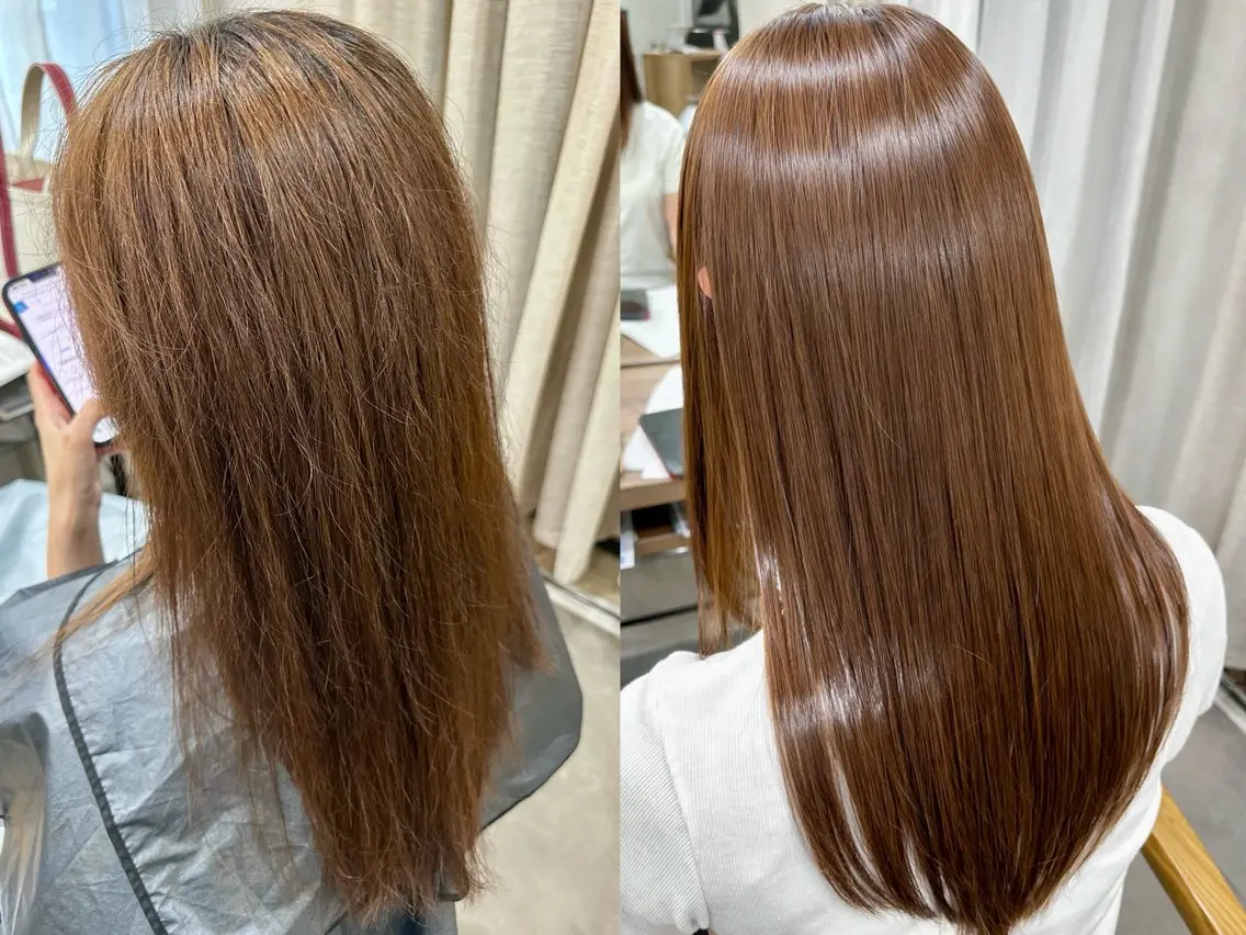 🌟毎月先着5名様限定🌟自然な柔らかストレート✨ 小顔カット＋プレミアム酸性縮毛矯正＋質感再生TRの写真