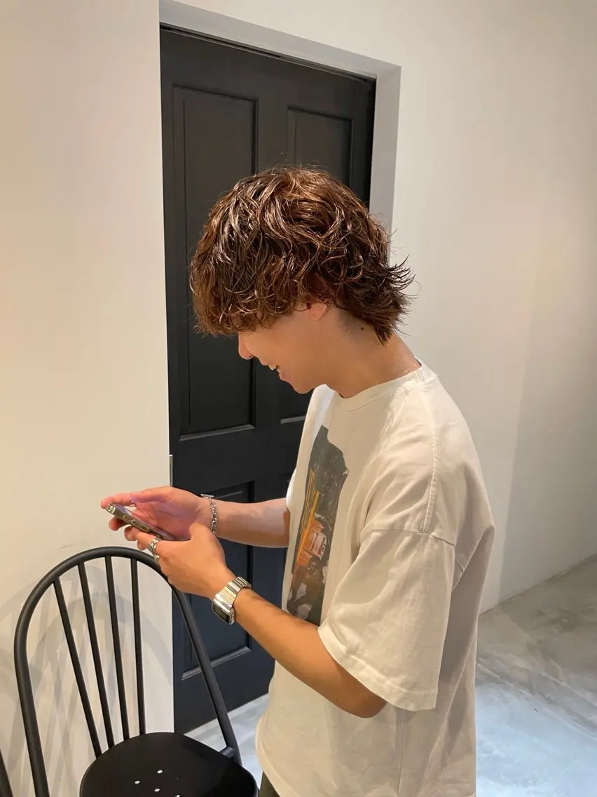 パーマ メンズ メンズウルフカット ウルフカット カット パーマ メンズ特化⚜️ 藤原あずさのヘアスタイル