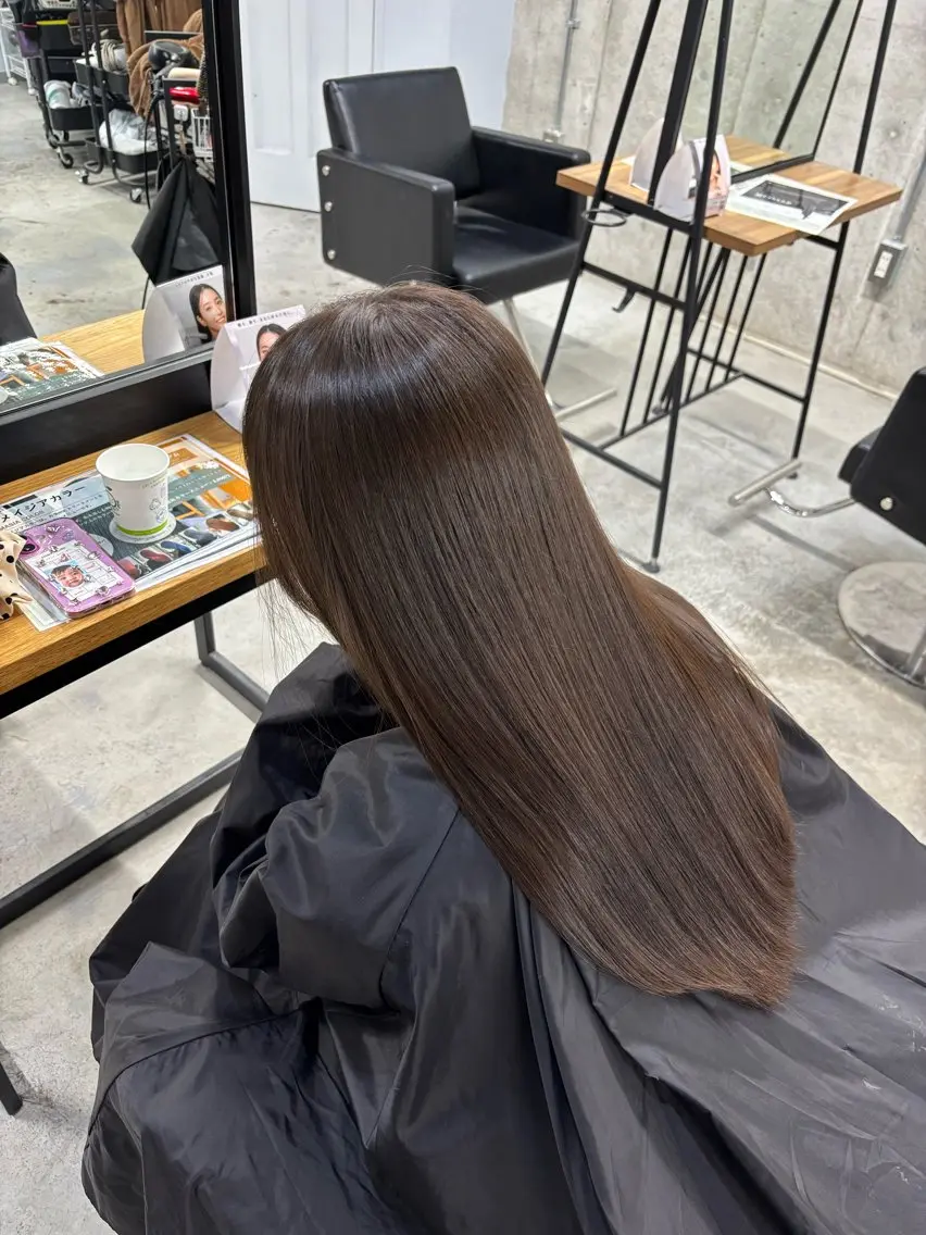 ロング カラー ヘアカラー 優作 香椎カラー縮毛矯正のヘアスタイル