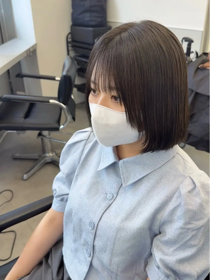 ミディアム ボブレイヤー ボブ レイヤーカット カット ヘアカラー 縮毛矯正 トリートメント 韓国ヘア🇰🇷 スズキのヘアスタイル