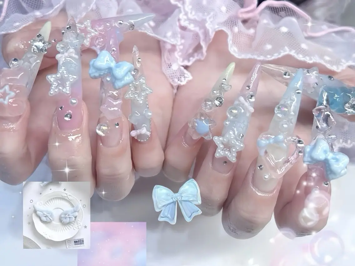 ネイル オーロラネイル ブルー フットネイル ジェルネイル 氷ネイル・うるうるネイル ハンドネイル Rin Nail 新大久保店のネイルデザイン