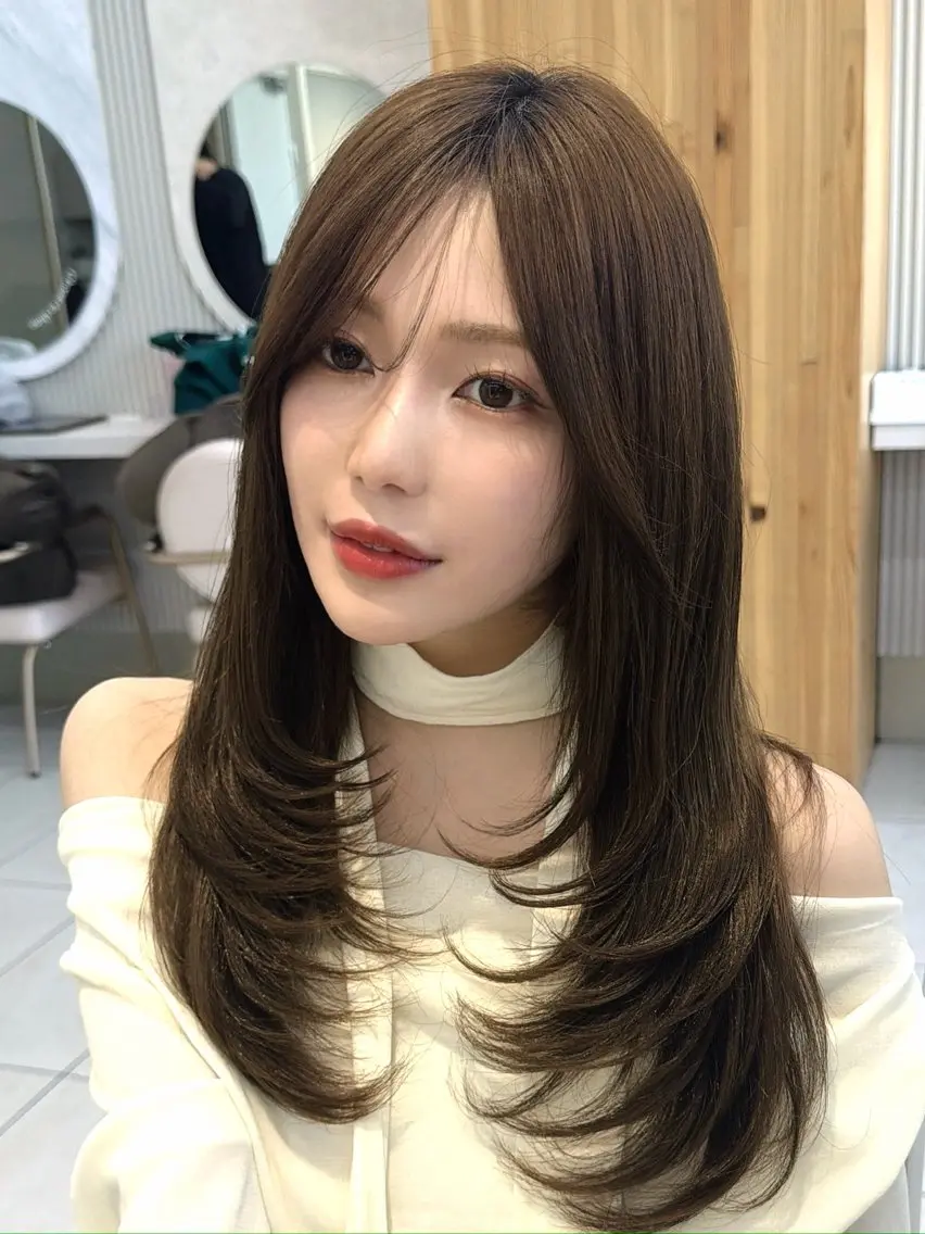 セミロング カット ヘアカラー トリートメント 顔周り/レイヤー /韓国ヘア/TAKUのヘアスタイル