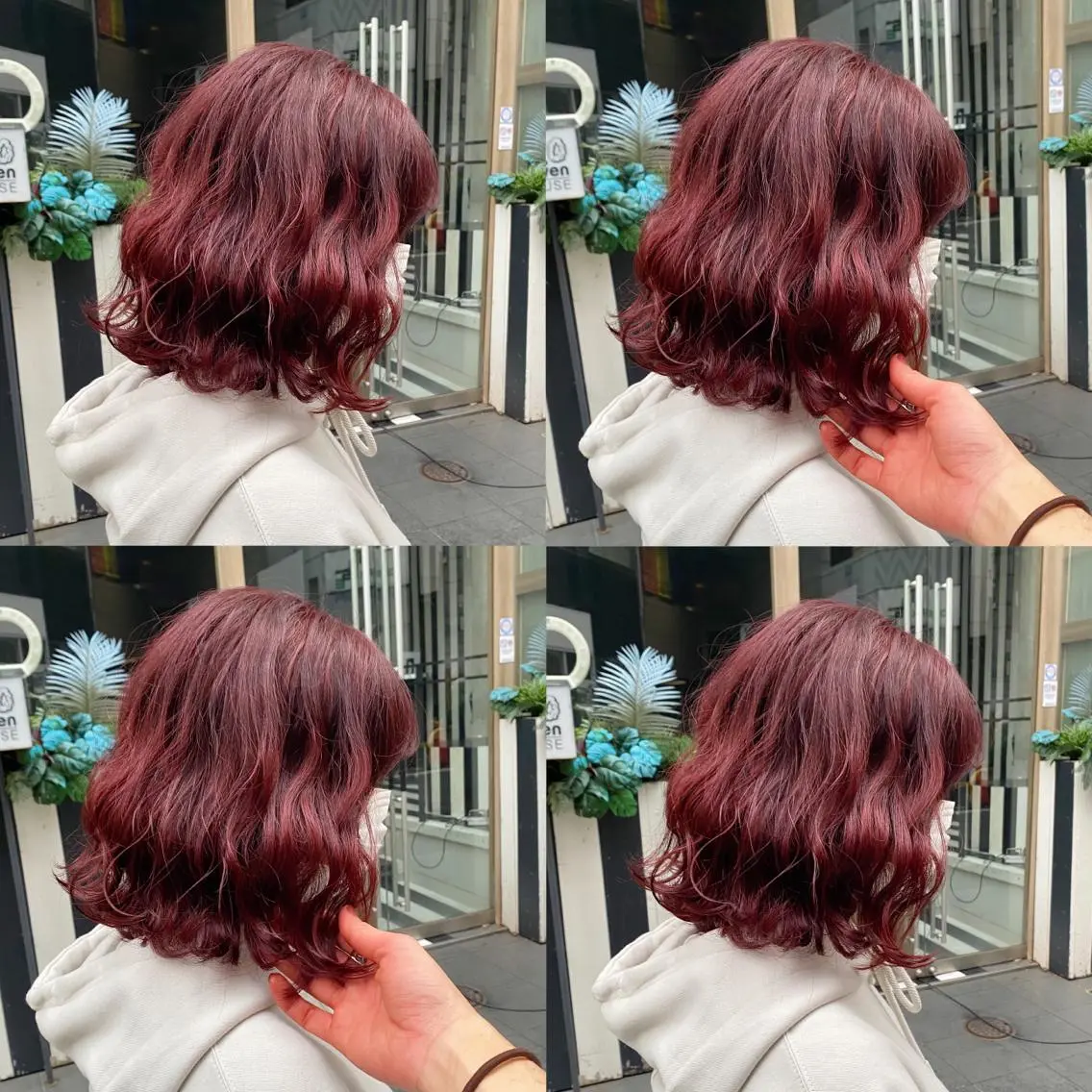 ミディアム カラー ボルドーカラー 色落ちまで可愛い🧚 心斎橋hikaruのヘアスタイル