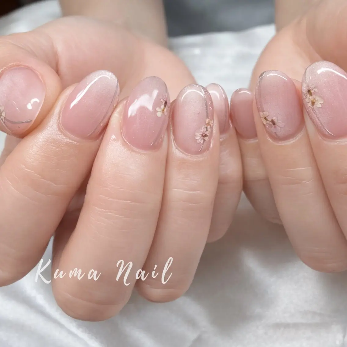 ネイル ラメ(グリッター) マグネットネイル オフィスネイル ピンク ハンドネイル 藤が丘ネイル Kuma Nailのネイルデザイン