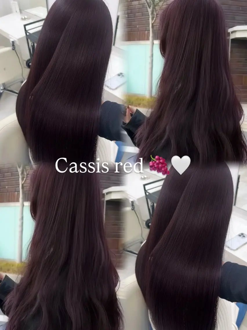 ロング カラー カシス 透明感カラー レッドカラー momo /レイヤー/暖色のヘアスタイル
