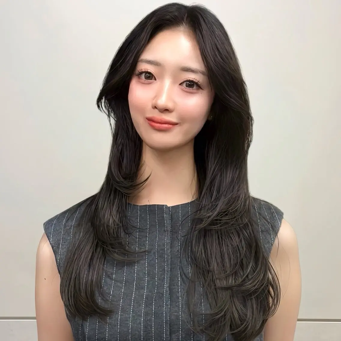 ロング カラー カット ヘアカラー トリートメント 新宿/レイヤーカット 髪質改善/小顔見せのヘアスタイル
