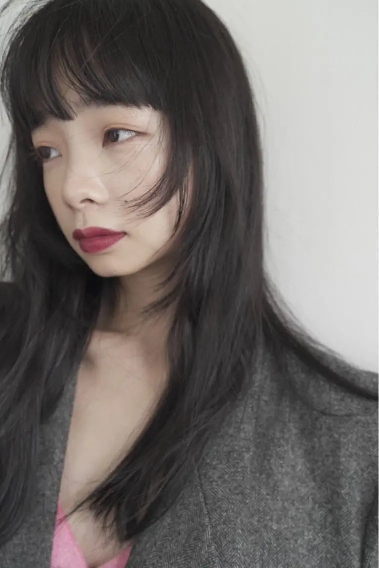 ロング 顔まわりレイヤー 韓国風ヘア レイヤーカット 似合わせレイヤー ＆縮毛矯正のヘアスタイル