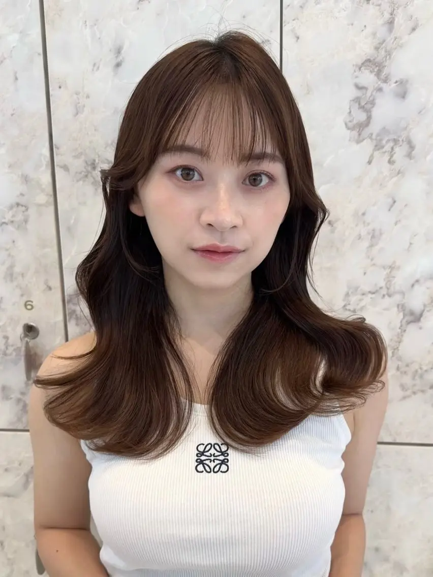 ミディアム カラー カット ヘアカラー トリートメント Kaede/ブリーチ なし/レイヤー🤍のヘアスタイル