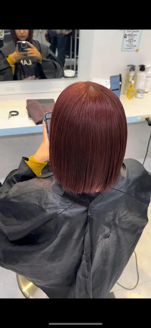 ミディアム カラー レッドカラー ヘアカラー ♥️暖色カラ ー♥️由夏のヘアスタイル