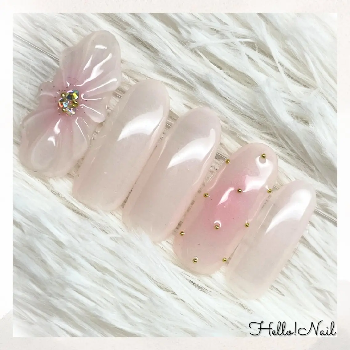ネイル アートネイル チークネイル フラワーネイル ぷっくりネイル Hello!Nail AMYのネイルデザイン