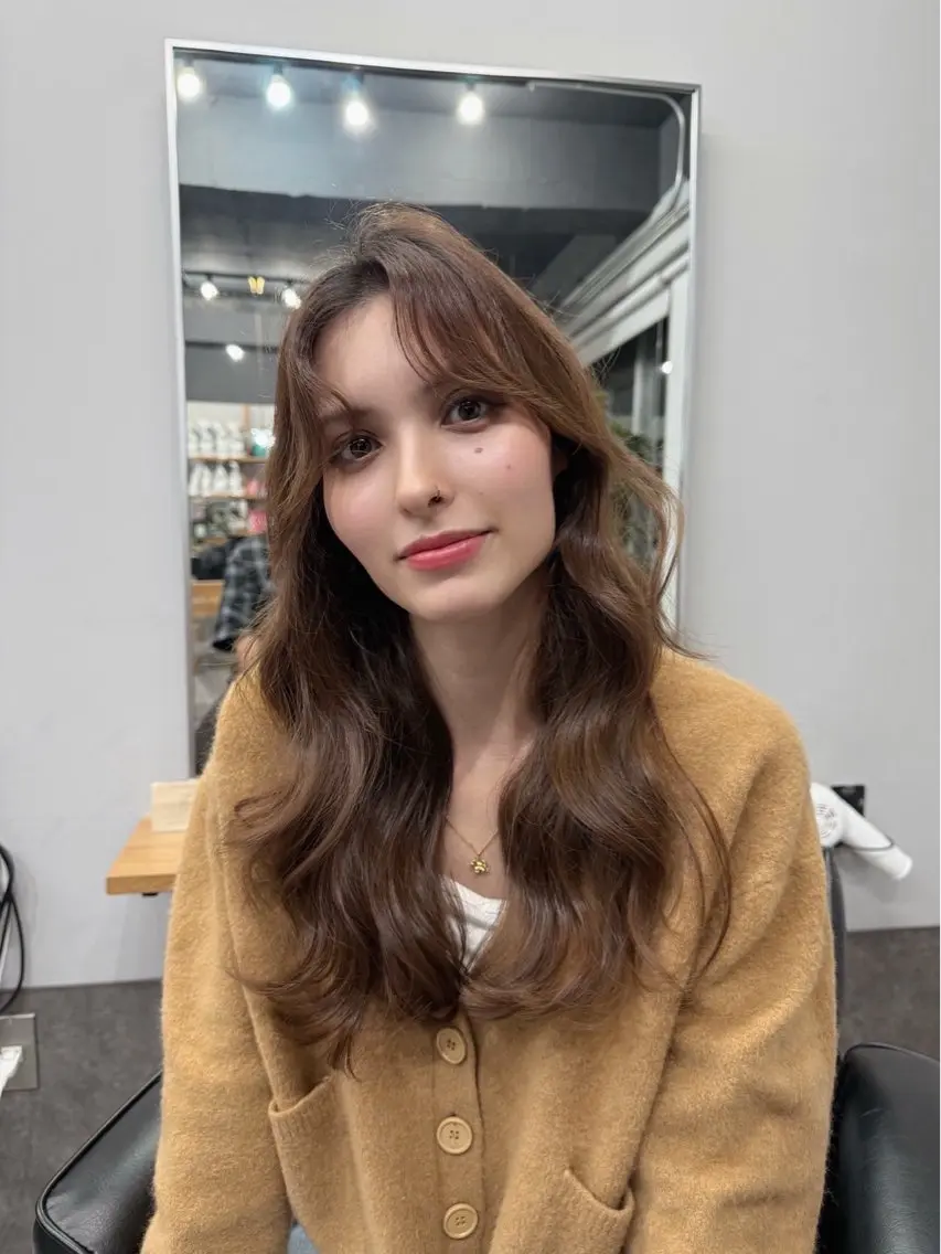 ロング カラー 韓国風ヘア レイヤーカット カット ヘアカラー トリートメント レイヤーカット 韓国風PAOのヘアスタイル