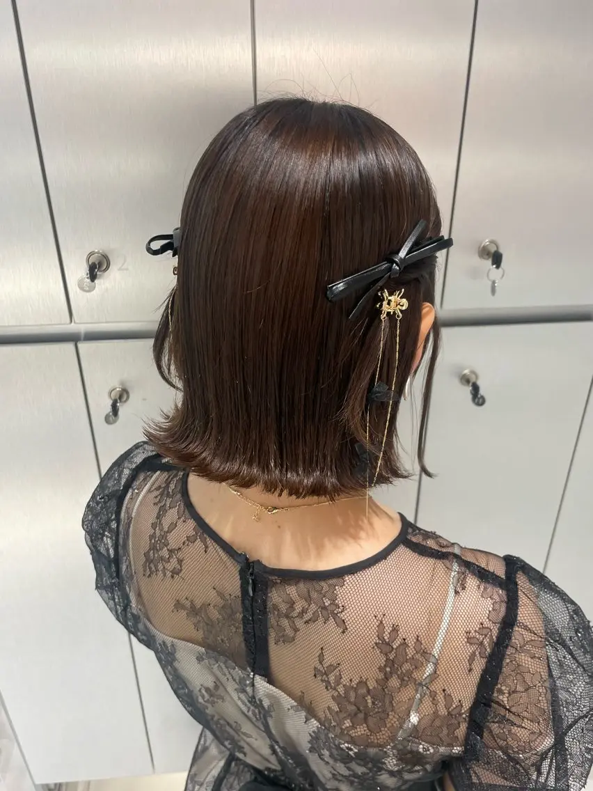 ヘアアレンジ 結婚式・ブライダル ボブ ヘアセット ヘアセット🎀耳つぼ 👂💎MONAMIのヘアスタイル