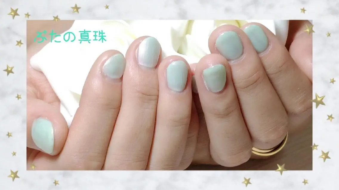 ネイル グリーン ハンドネイル 林 珠里のネイルデザイン