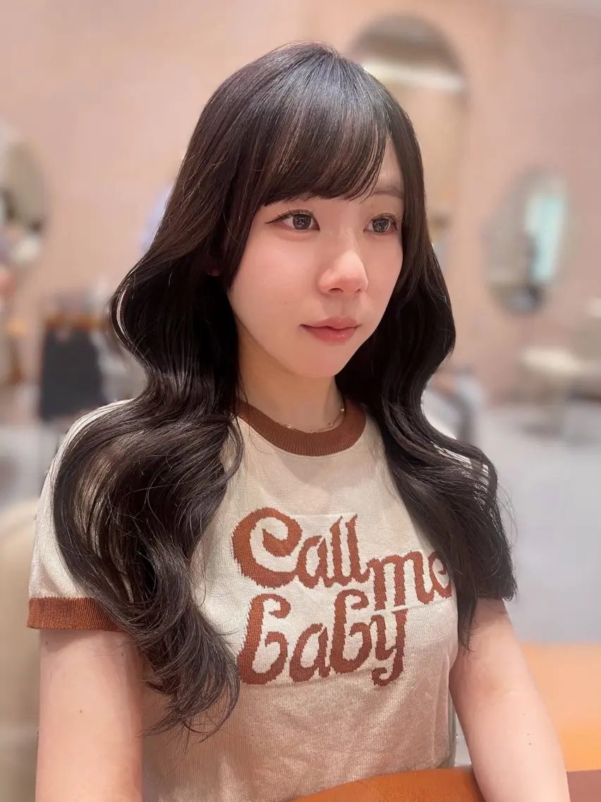 ロング カラー 髪質改善 ロング 縮毛矯正 トリートメント HINA🎀韓国ヘア エクステ/小顔カットのヘアスタイル