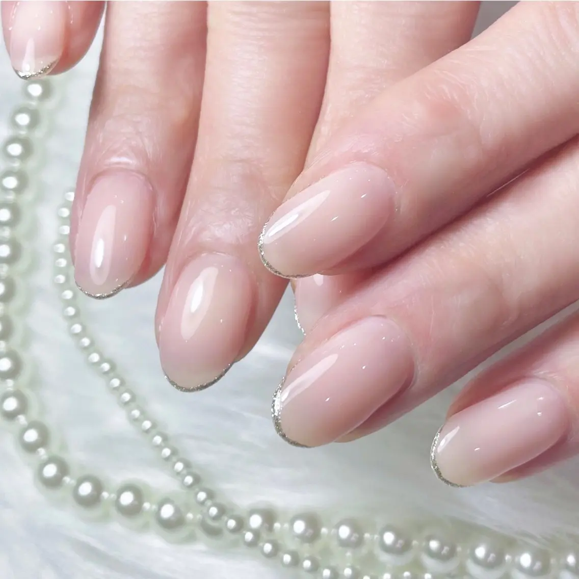 ネイル フレンチネイル ジェルネイル ラメ(グリッター) オフィスネイル パラジェル k-two nailのネイルデザイン