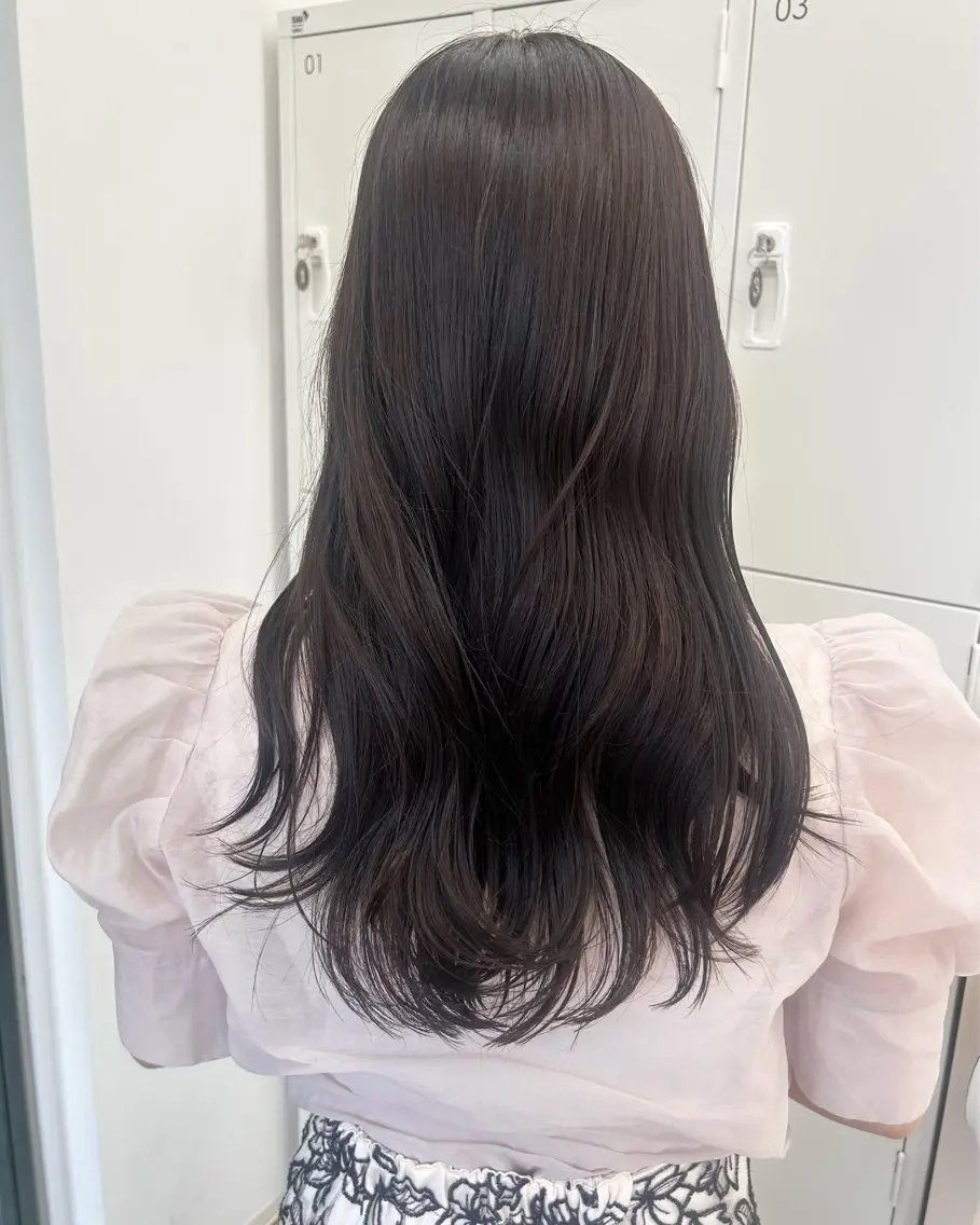 ロング カラー ブラウンカラー ラベンダーカラー オレンジ カット ヘアカラー トリートメント Nanaha /レイヤーカットのヘアスタイル