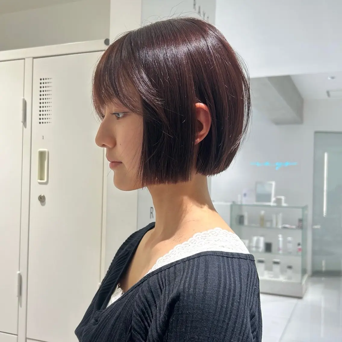 ショート カラー ブラウンカラー レッドカラー レッドブラウン ボブ 小顔カット カット ココナ./ 昭島/立川のヘアスタイル