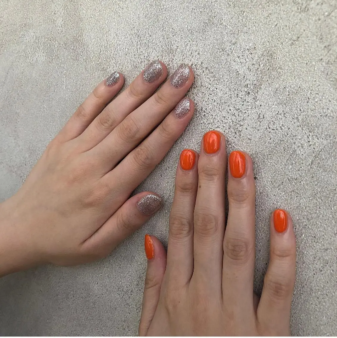 ネイル ラメ(グリッター) オレンジ ハンドネイル .Etel atelier.のネイルデザイン