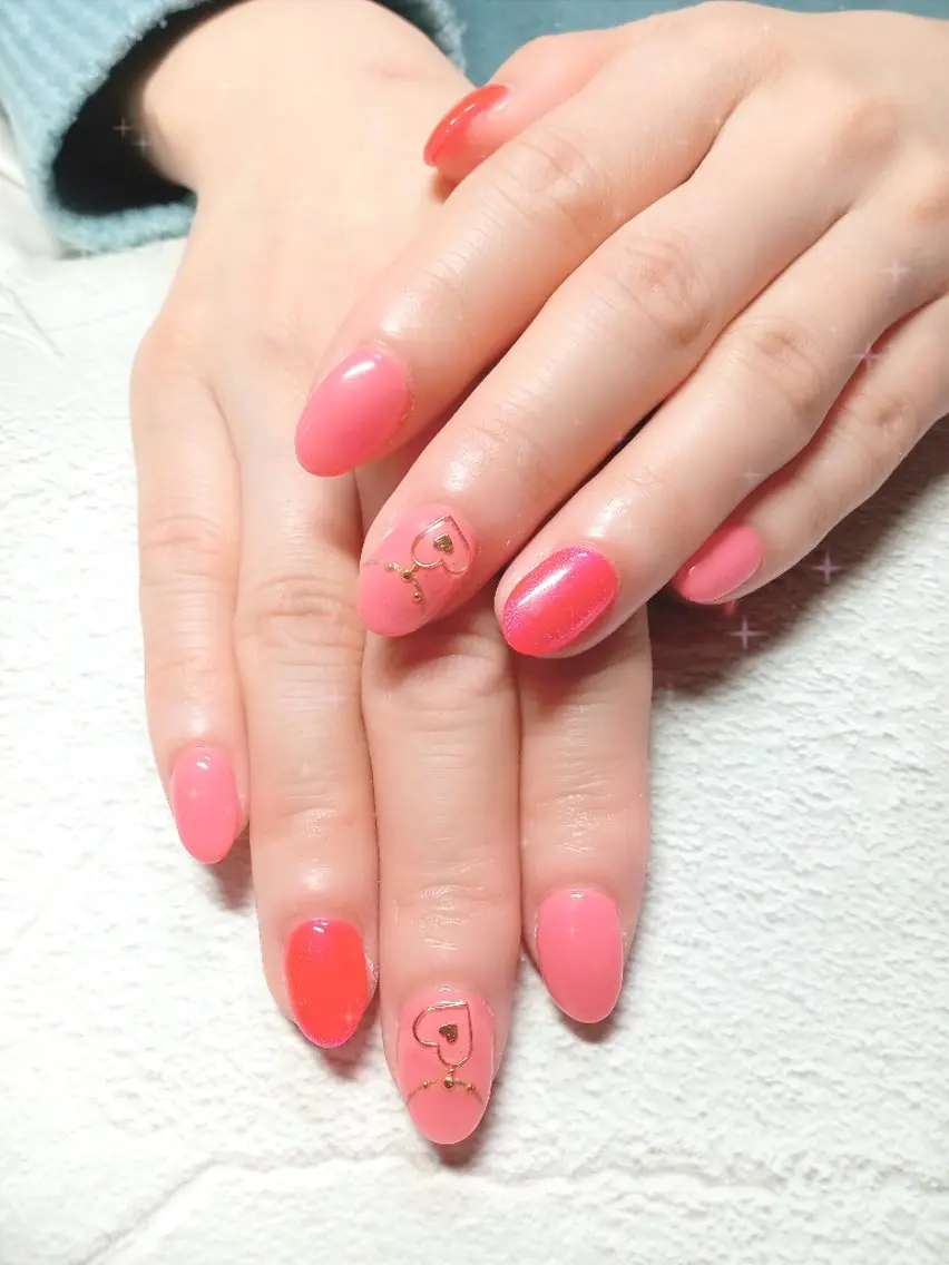 ネイル ジェルネイル ハート キラキラネイル マグネットネイル オフィスネイル ハンドネイル flure de neige yukiのネイルデザイン