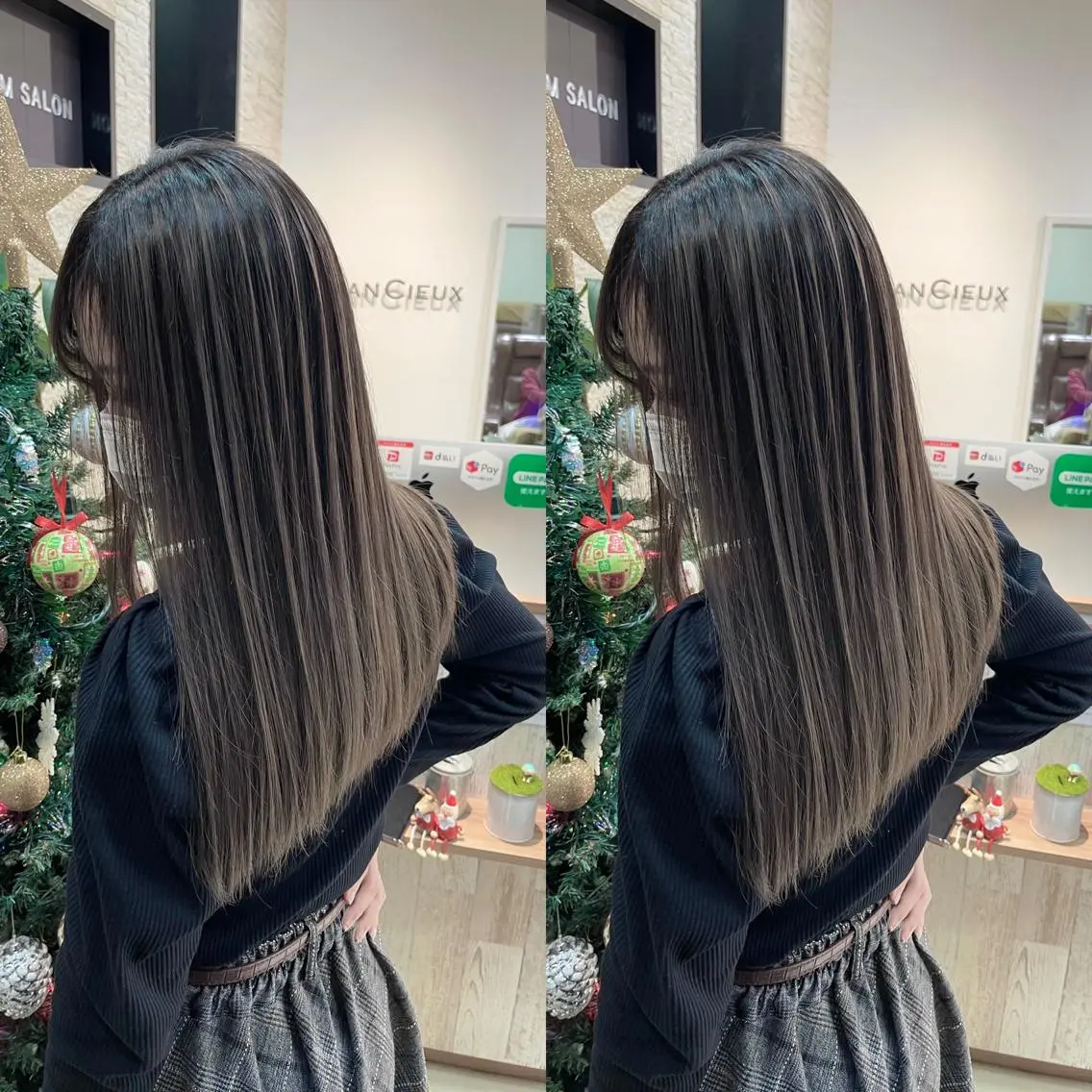 セミロング カット ヘアカラー Y Uのヘアスタイル