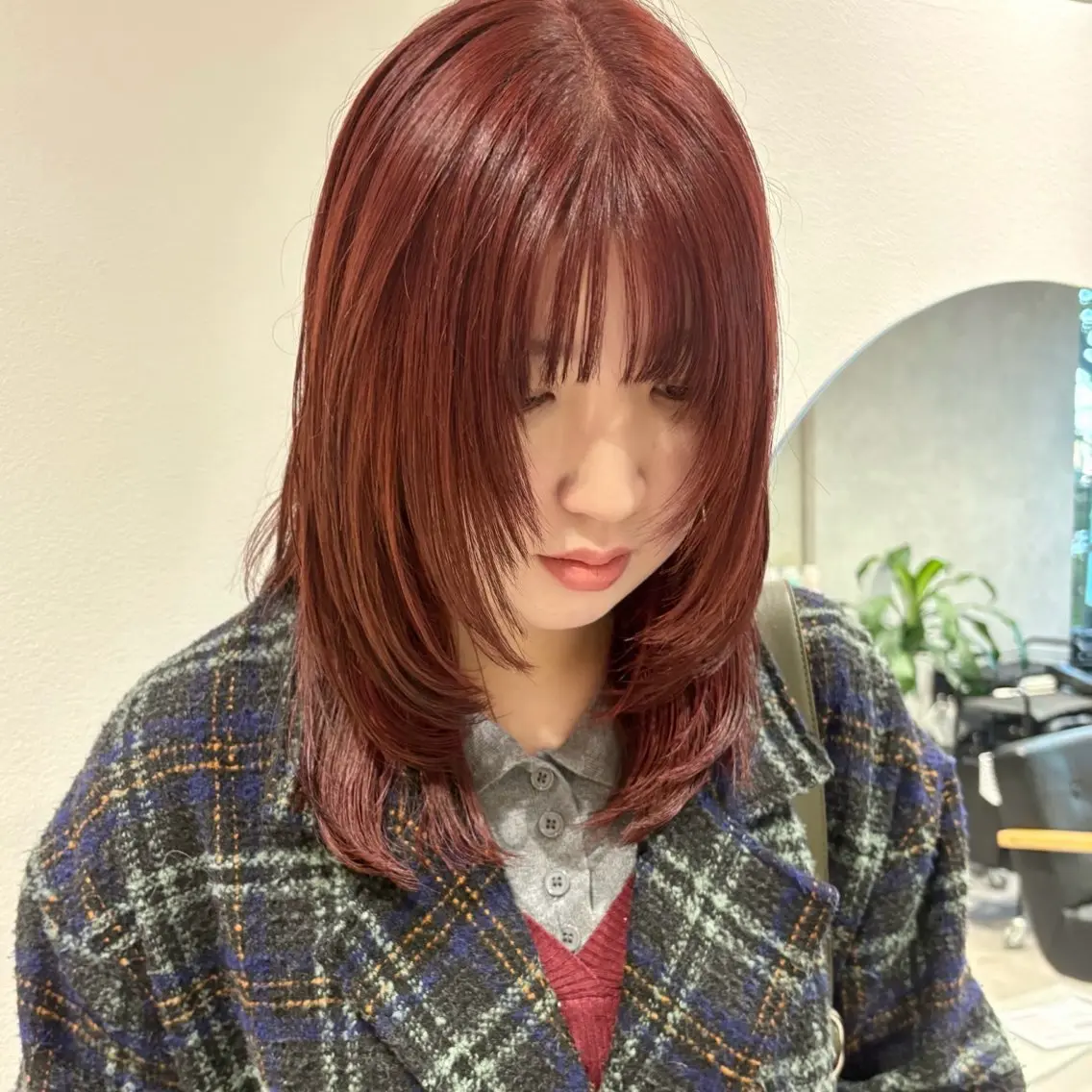 ミディアム カラー カット ヘアカラー トリートメント 🍊暖色×顔周り 🍊cocoroのヘアスタイル