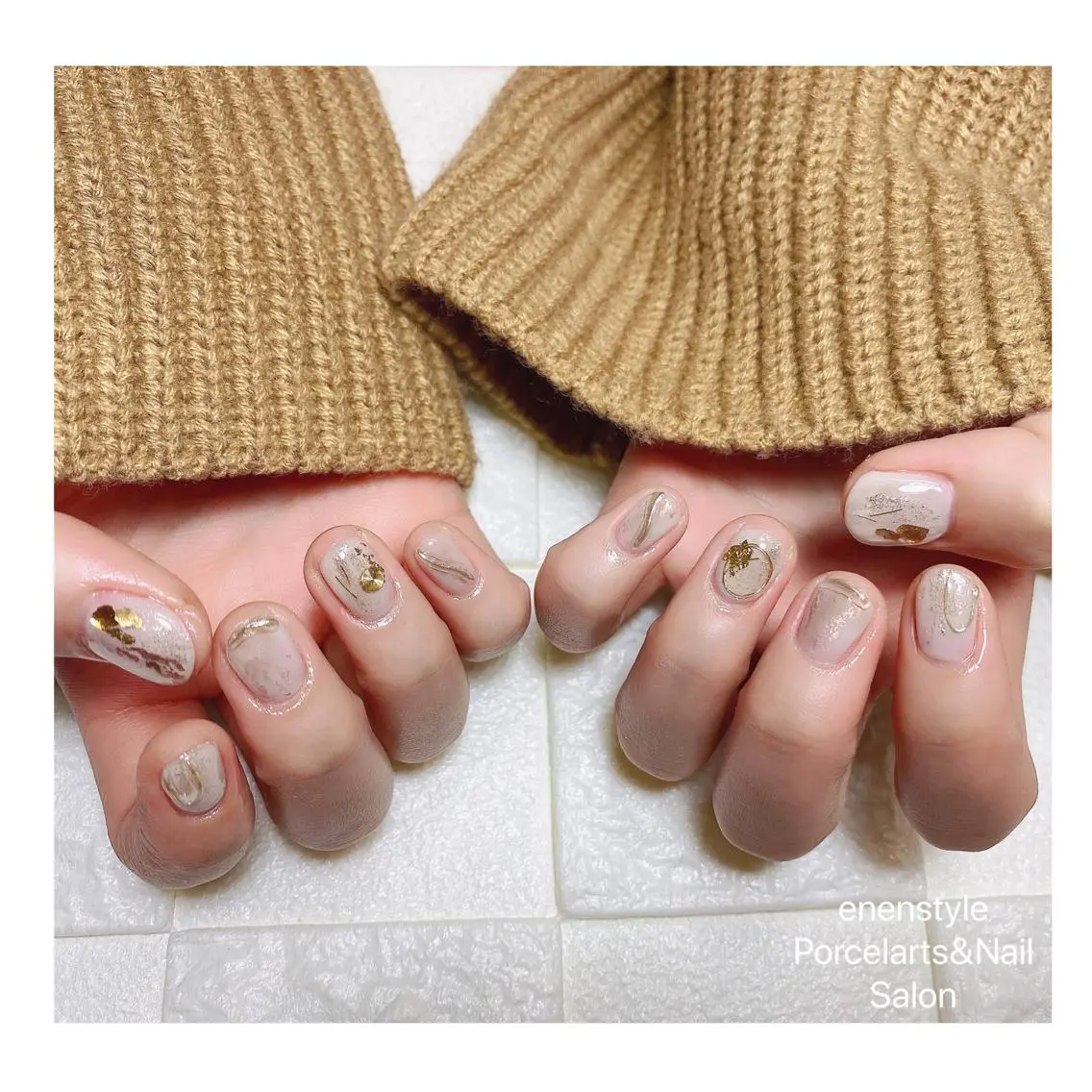 ミディアム ネイル ハンドネイル 🐾enen style 🐾のネイルデザイン