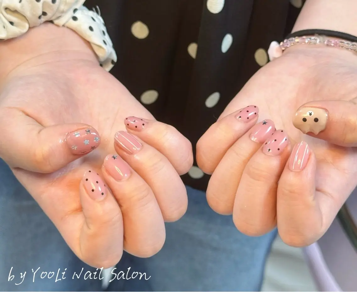 ネイル アートネイル オーロラネイル チークネイル フレンチネイル ガラスフレンチ ハンドネイル 🎀🎀YooLi Nail Salonのネイルデザイン