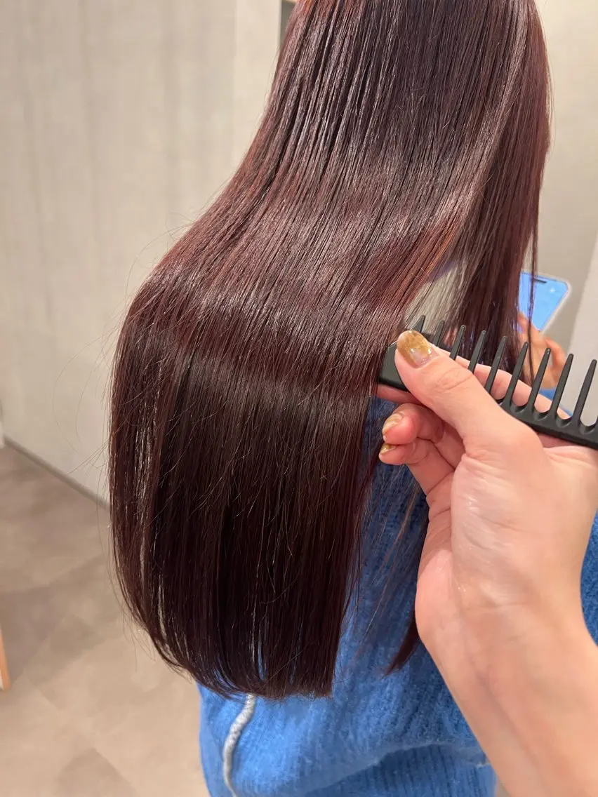 ロング カラー グレージュ ラベンダーカラー ラベンダーグレージュ ラベンダーグレー 髪質改善 縮毛矯正/髪質改善 riwaのヘアスタイル