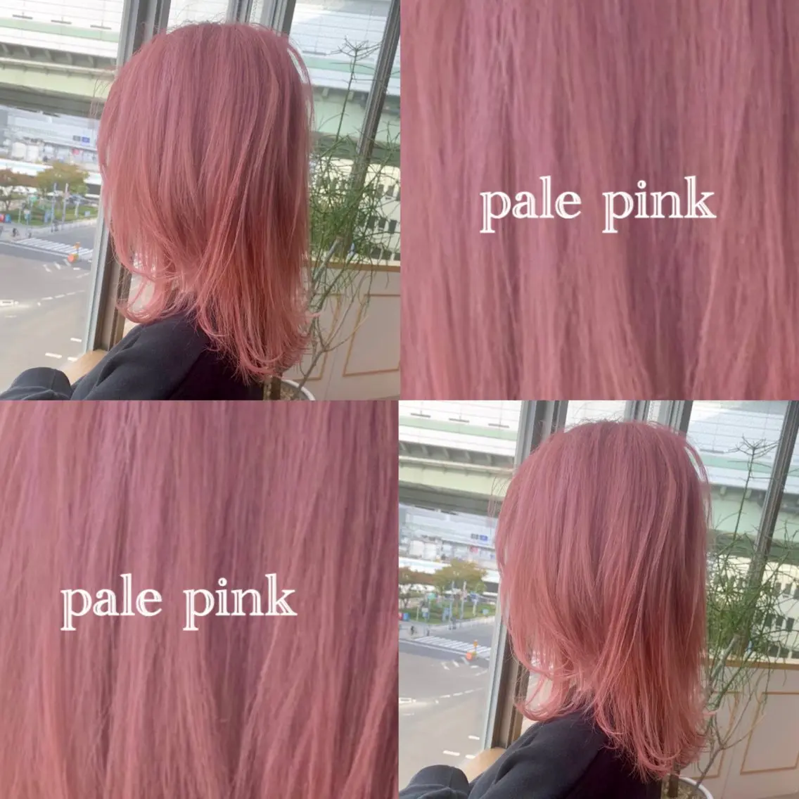 セミロング カラー ブリーチ ピンクカラー カット ヘアカラー 南上 野々佳のヘアスタイル