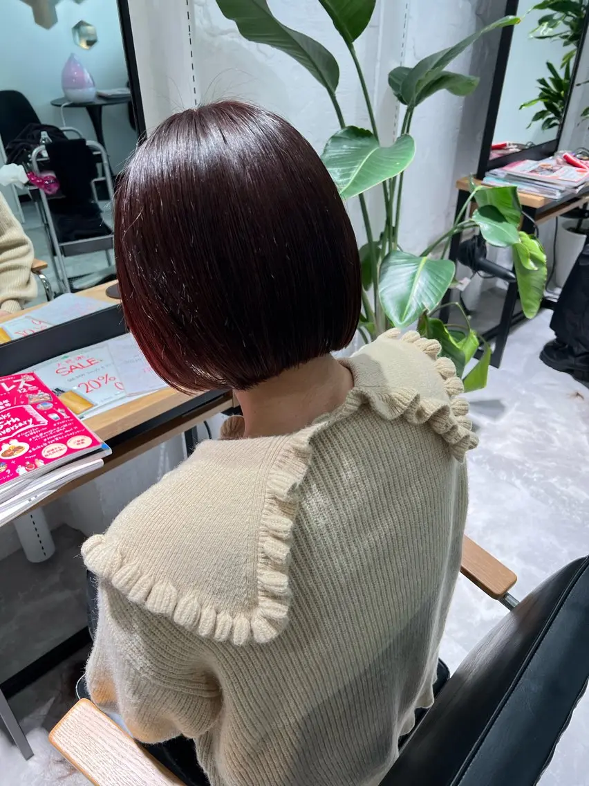 ショート カラー ヘアアレンジ ブラウンカラー ピンクカラー ピンクブラウン ボブ 「sumi」 AMIのヘアスタイル