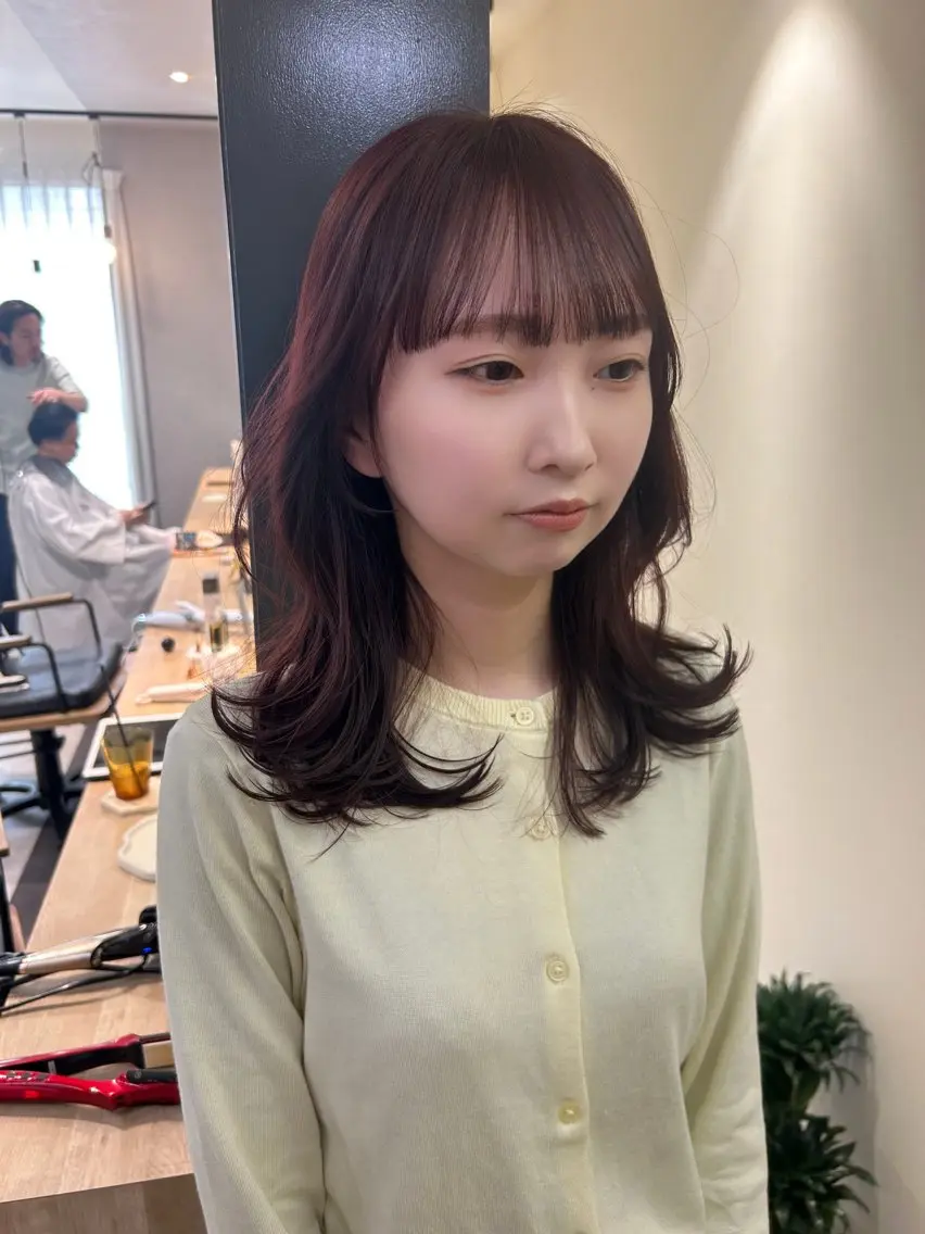 ロング カラー ブリーチ ブリーチなしカラー ピンクカラー hubhair レイヤー/透明感のヘアスタイル