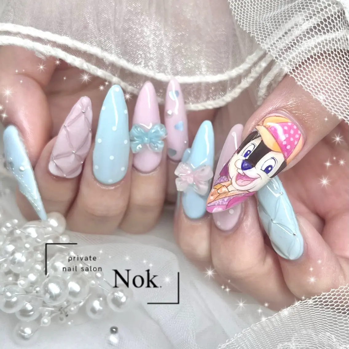ネイル リボン ハンドネイル 池袋痛ネイル Nok. 渡辺のネイルデザイン