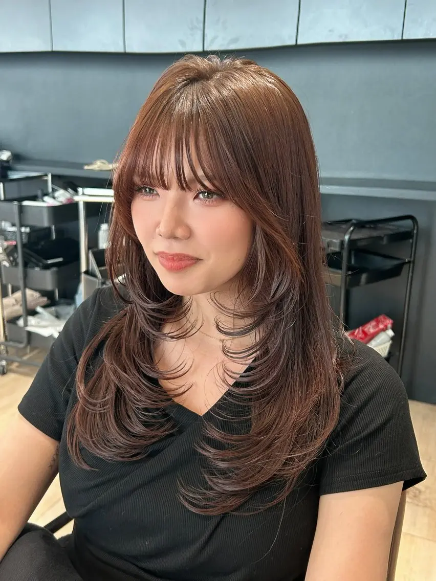 ロング カット ヘアカラー トリートメント 🎀大竹美侑/顔まわ りカット/レイヤーのヘアスタイル