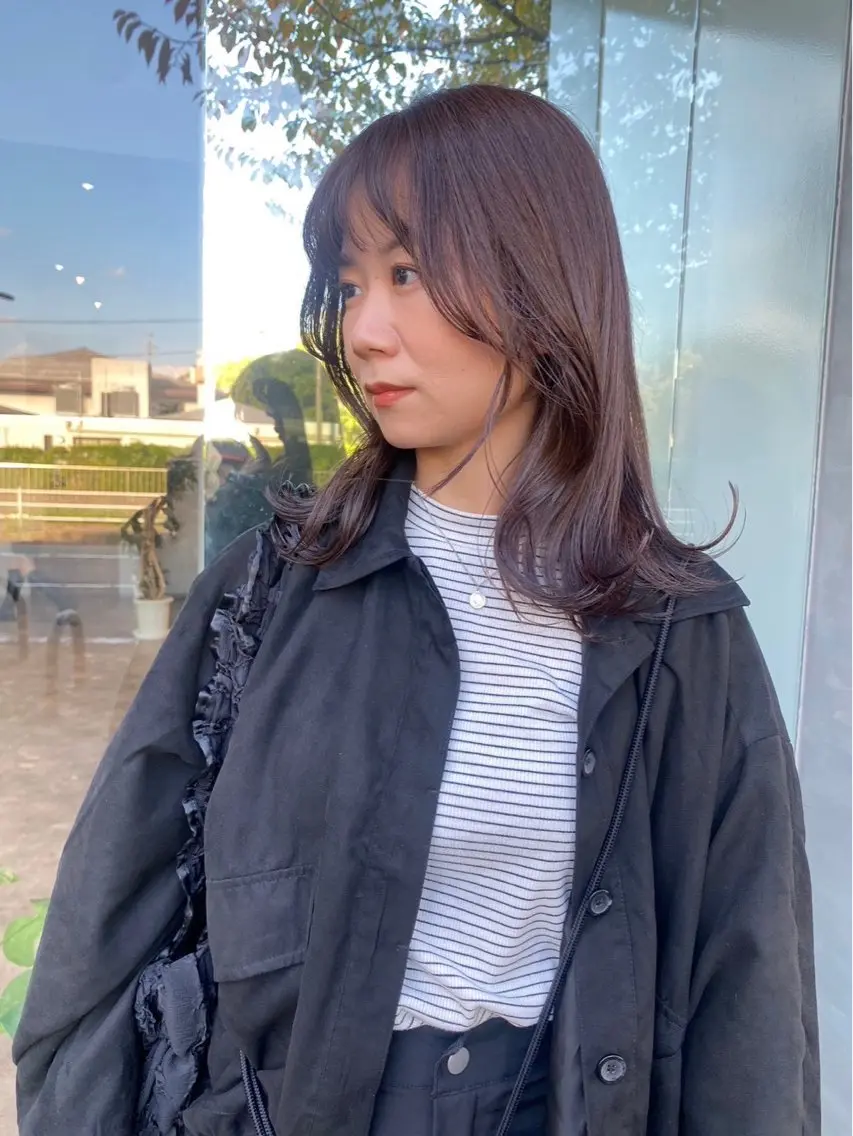 セミロング カラー ヘアカラー トリートメント ヘッドスパ qpulaあいみ 透明感カラーのヘアスタイル