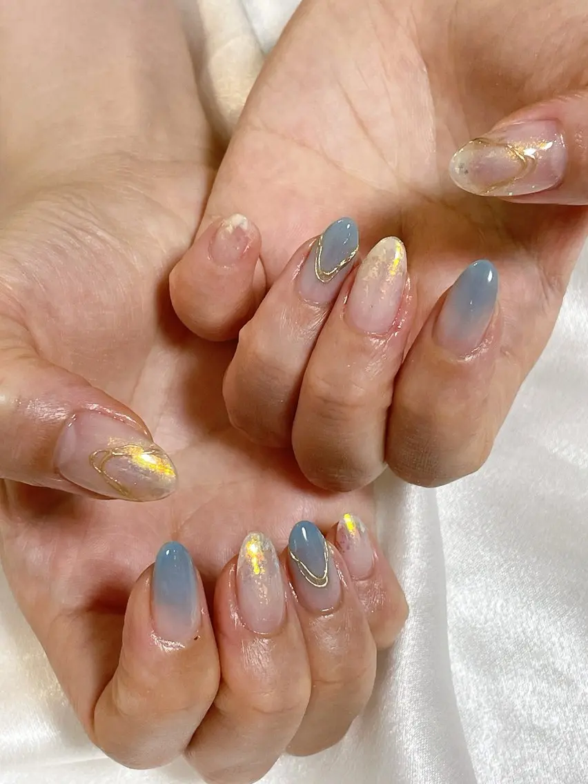 ネイル オーロラネイル フットネイル フレンチネイル ジェルネイル マグネットネイル ハンドネイル mogunail &blowのネイルデザイン