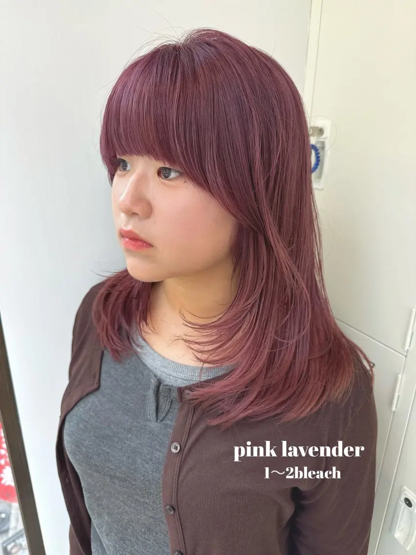 セミロング カラー ラベンダーカラー オレンジ ピンクカラー ピンクラベンダー ヘアカラー Kana 🍋 ハイトーン【高円寺】のヘアスタイル