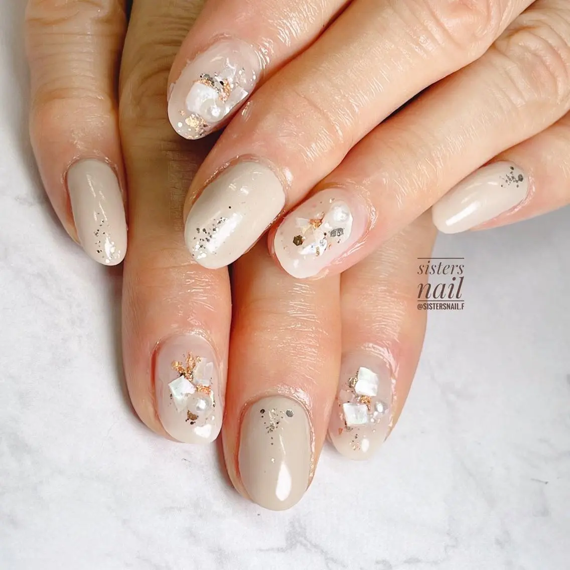 ネイル アートネイル キラキラネイル オフィスネイル シンプルネイル 夏ネイル sisters nail.fのネイルデザイン