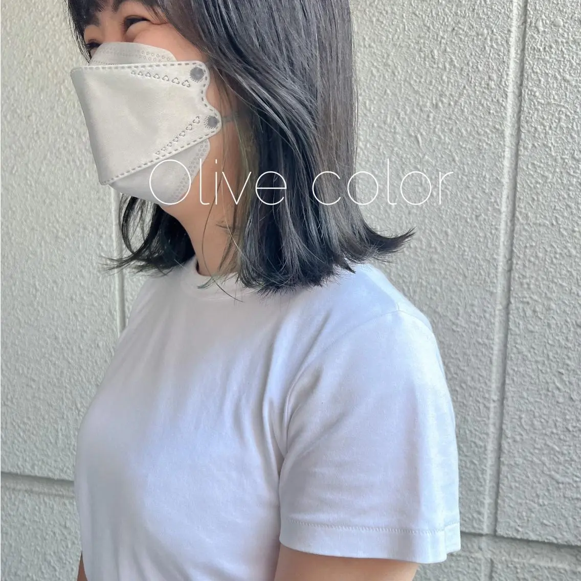 ミディアム カラー イヤリングカラー オリーブカラー ヘアカラー カラーパティシエ facce🌼ikoのヘアスタイル
