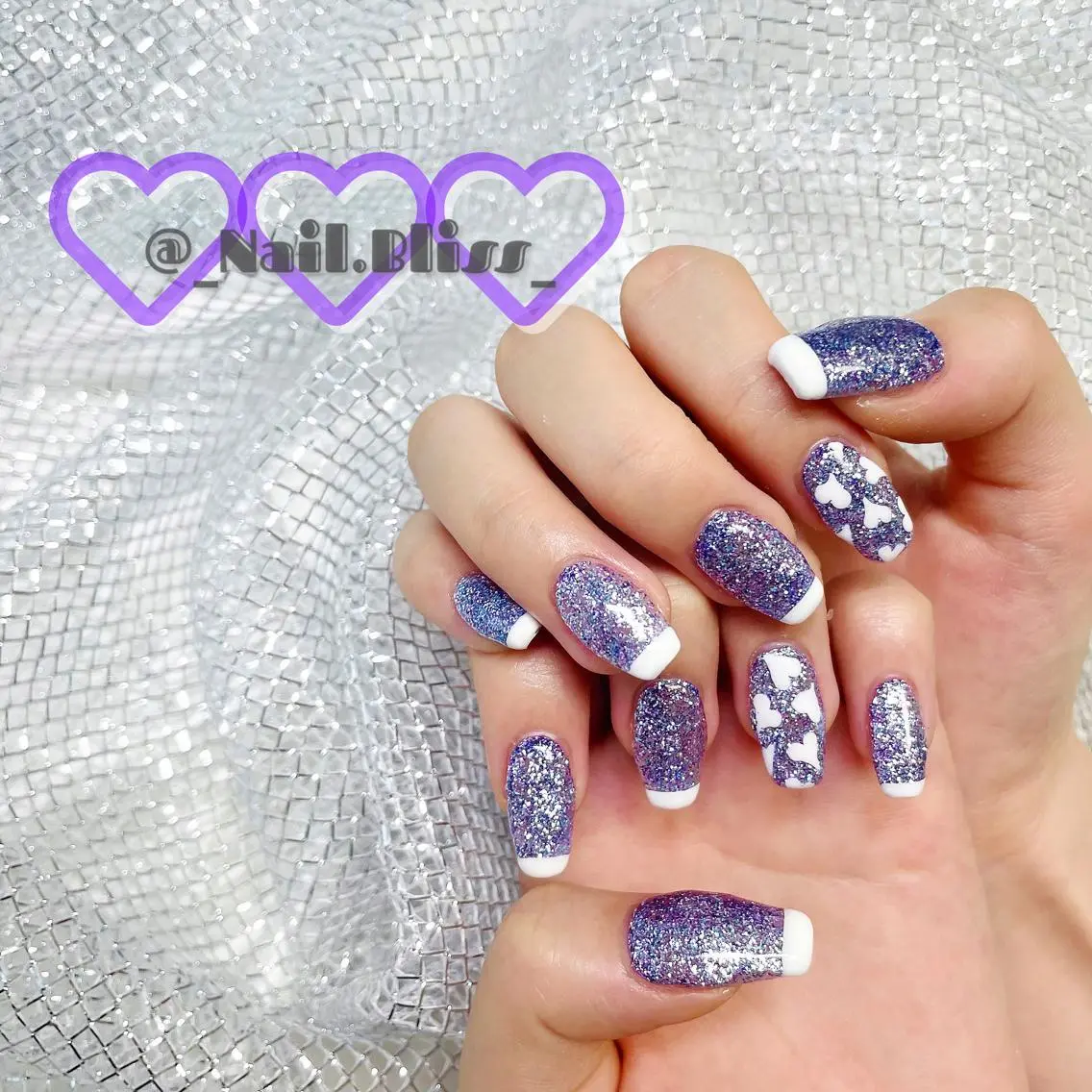 ネイル フレンチネイル ハート ハンドネイル NAIL BLISSのネイルデザイン