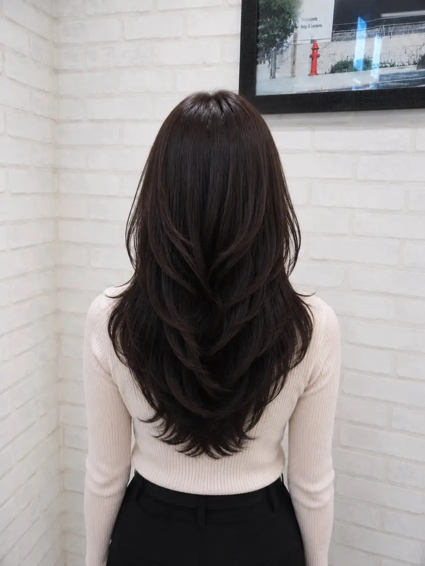 セミロング 顔まわりレイヤー 顔周りカット ヨシンモリ 韓国風ヘア レイヤーカット カット 髪質改善 韓国風 池田一之のヘアスタイル