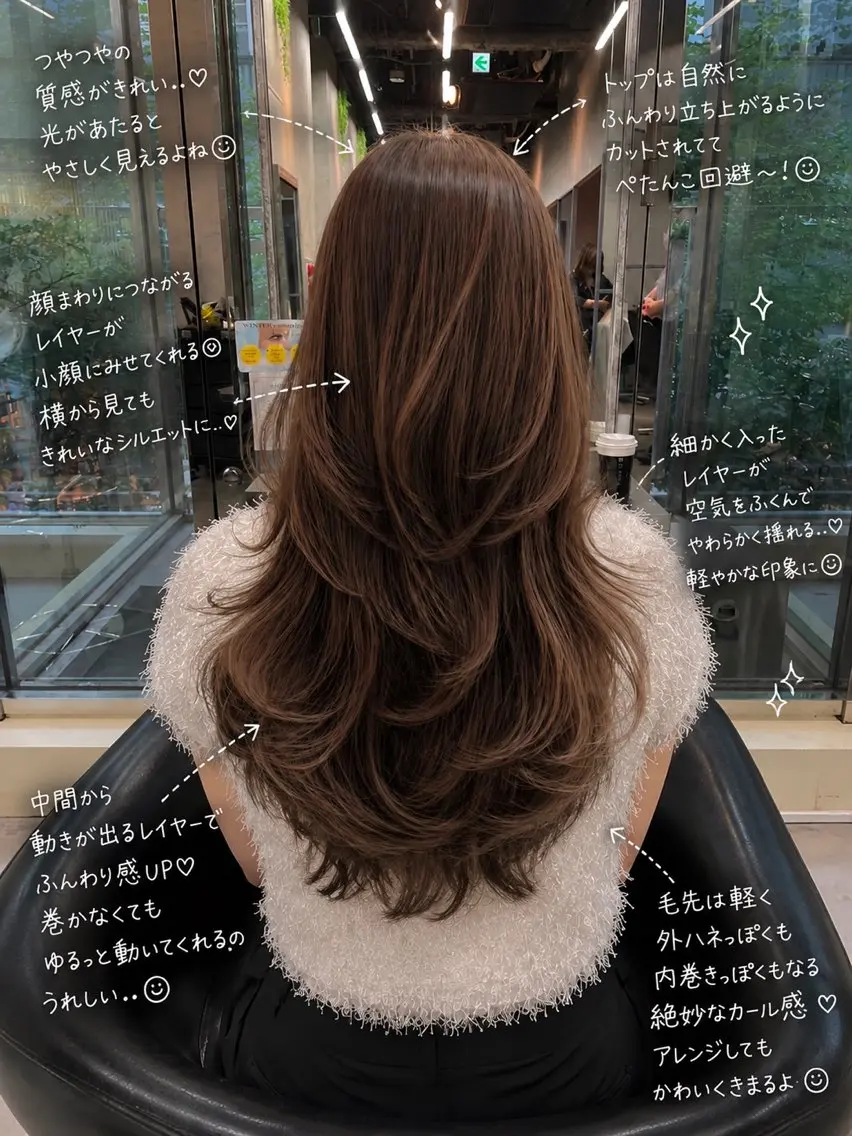 ロング カラー カット ヘアカラー 顔まわり× レイヤー/MIUのヘアスタイル